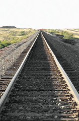 Obraz premium Railroad Tracks Go on for Miles in West Texas