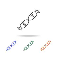 bombs dollar and yen icon. Elements of trade war in multi colored icons. Premium quality graphic design icon. Simple icon for websites, web design, mobile app, info graphics