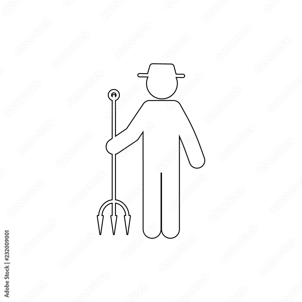 Poster man man with pitchforks icon. element of gardening for mobile concept and web apps illustration. thi
