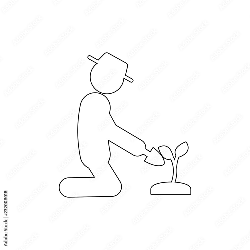 Poster man seedling icon. element of gardening for mobile concept and web apps illustration. thin line icon