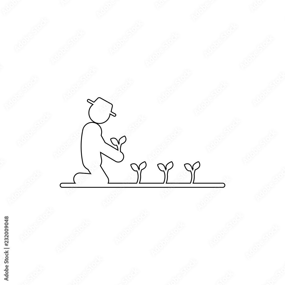 Aufkleber man seedlings icon. element of gardening for mobile concept and web apps illustration. thin line ico
