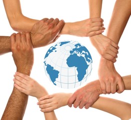 Closeup of human hands showing unity
