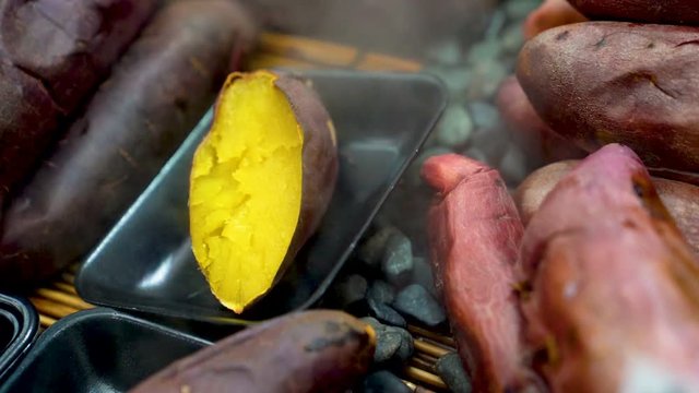 sweet potatoes steamed and smoked