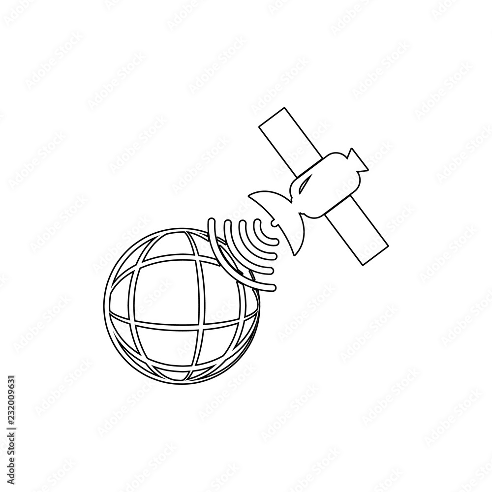 Poster satellite of the earth icon. element of media for mobile concept and web apps illustration. thin lin