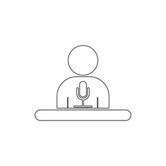 Man standing with podium and microphones icon. Element of media for mobile concept and web apps illustration. Thin line icon for website design and development, app development