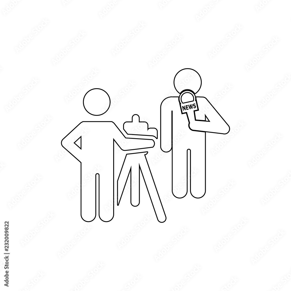 Poster cameraman and journalist icon. element of media for mobile concept and web apps illustration. thin l