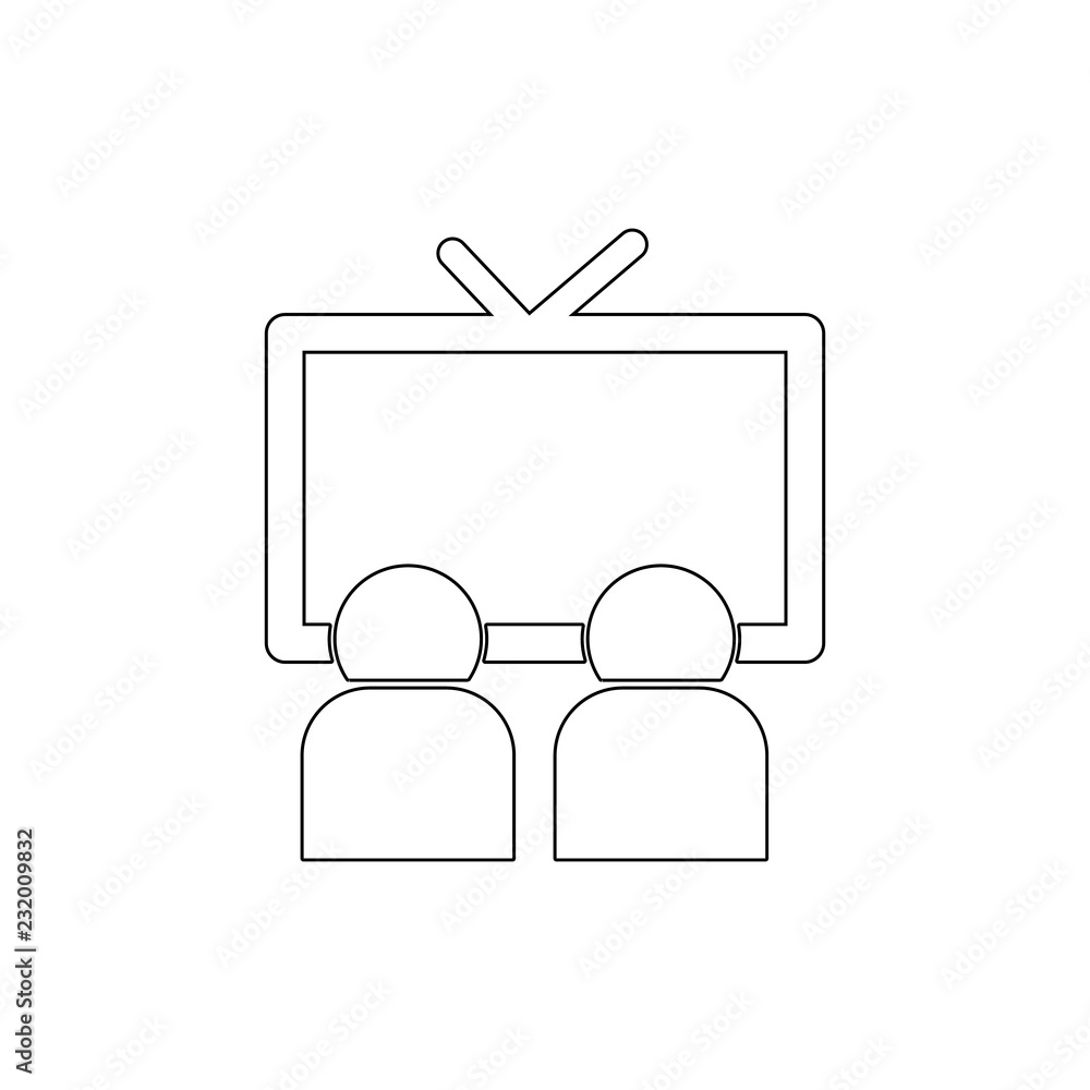 Poster watching television icon. element of media for mobile concept and web apps illustration. thin line i