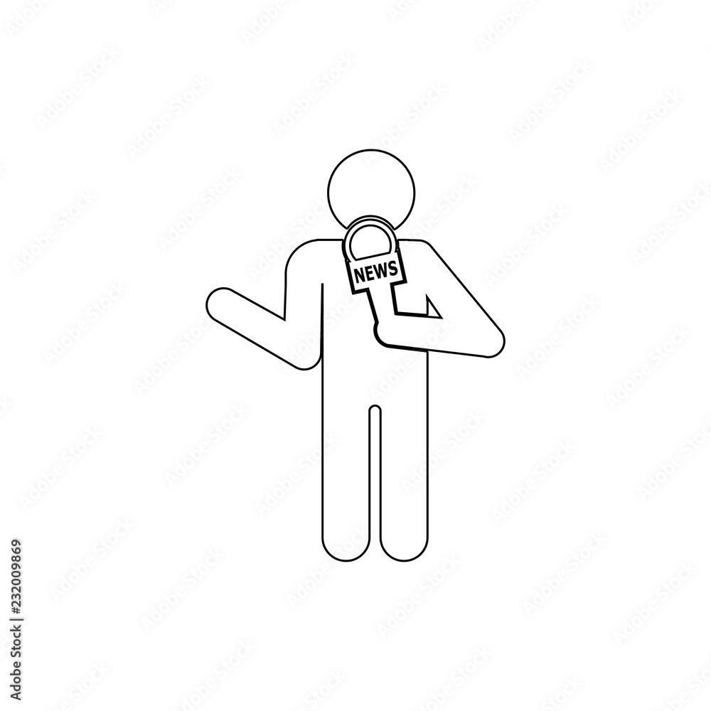 Poster television reporter icon. element of media for mobile concept and web apps illustration. thin line i