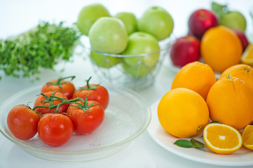 The fruits of health lover Healthy fruit And health care to eat healthy food. To the skin. The fruit is placed in a beautiful table, apple apricot, banana, orange, dragon, placed in the corner 