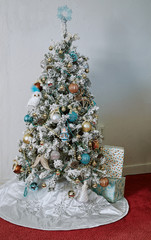 christmas tree interior design sparkling ornaments decoration holiday