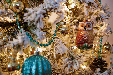 christmas tree interior design sparkling ornaments decoration holiday