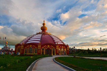 The beautiful architecture art of Matryoshka doll Squrae of NZH Manzhouli in Inner Mongolia, China.