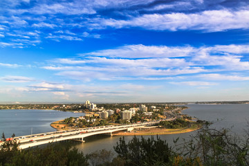 Aerial view of South Perth suburb from Kings Park and Botanical Garden