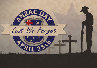 ANZAC day poster. Australian New Zealand Army Corp. Commemorating the soldiers on April 25th.