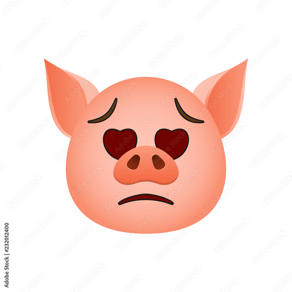 Poster pig in enamored emoji icon. element of new year symbol icon for mobile concept and web apps. detaile