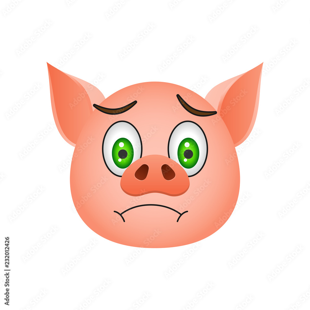 Poster pig in frowning emoji icon. element of new year symbol icon for mobile concept and web apps. detaile