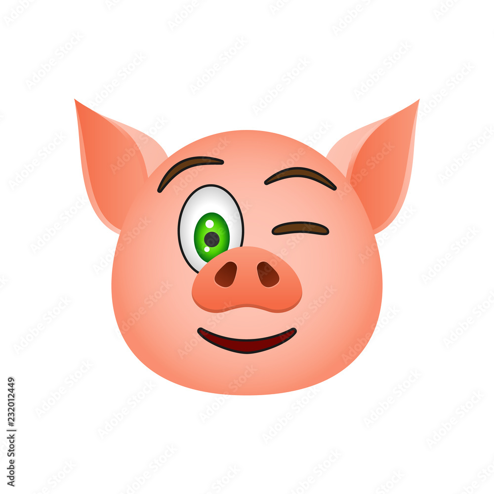 Poster pig in wink emoji icon. element of new year symbol icon for mobile concept and web apps. detailed pi