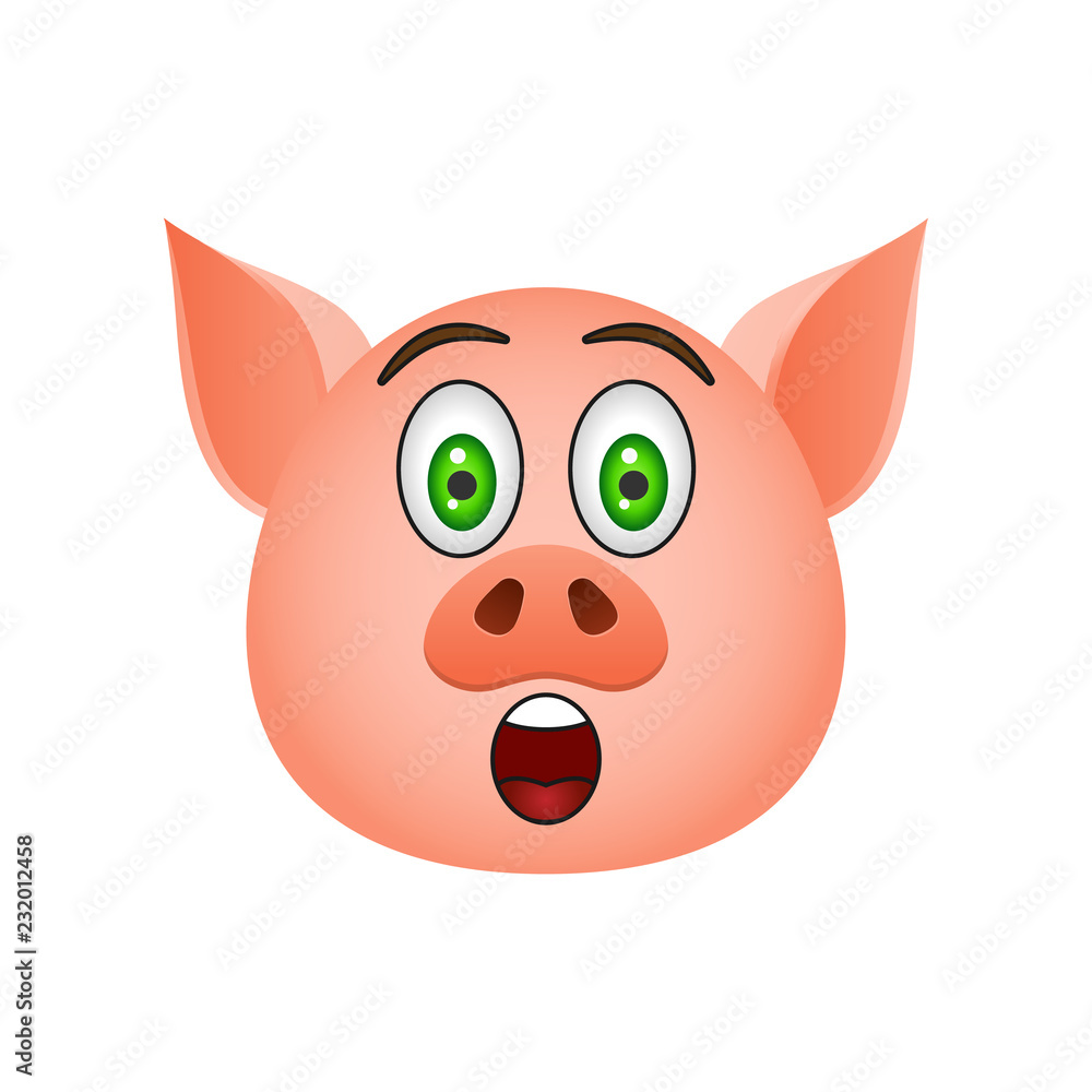 Poster pig in concerned about emoji icon. element of new year symbol icon for mobile concept and web apps. 
