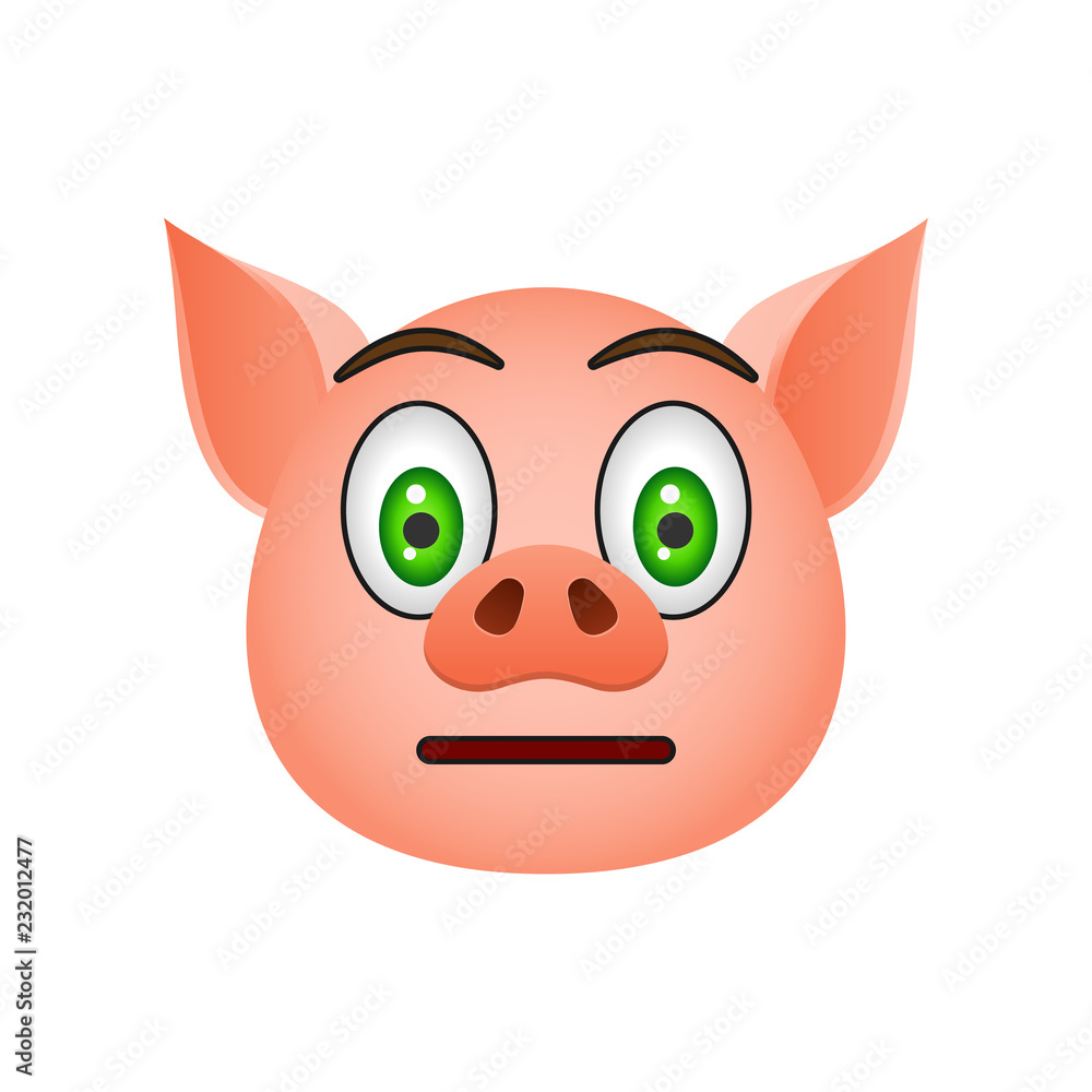 Poster pig in indifference emoji icon. element of new year symbol icon for mobile concept and web apps. det