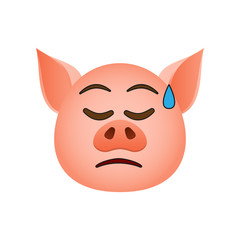 Pig in sadness in a cold sweat emoji icon. Element of new year symbol icon for mobile concept and web apps. Detailed Pig in sadness in a cold sweat emoji icon can be used for web
