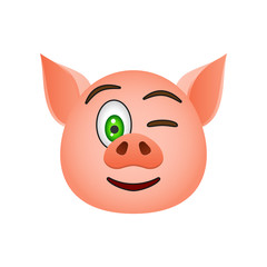 Pig in wink emoji icon. Element of new year symbol icon for mobile concept and web apps. Detailed Pig in wink emoji icon can be used for web and mobile