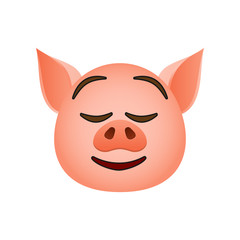 Pig in easy pleasant smile emoji icon. Element of new year symbol icon for mobile concept and web app. Detailed Pig in easy pleasant smile emoji icon can be used for web and mobile