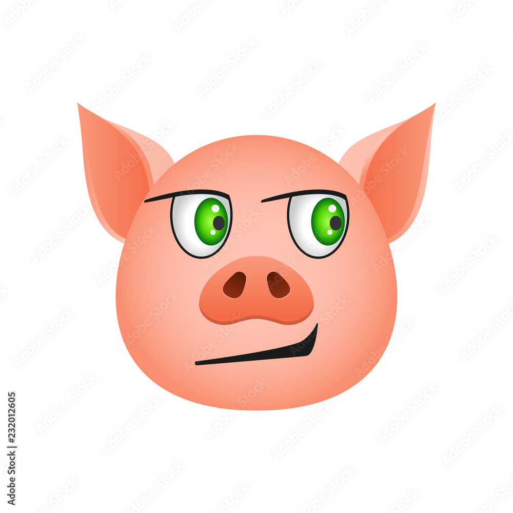 Poster pig in indifference emoji icon. element of new year symbol icon for mobile concept and web apps. det