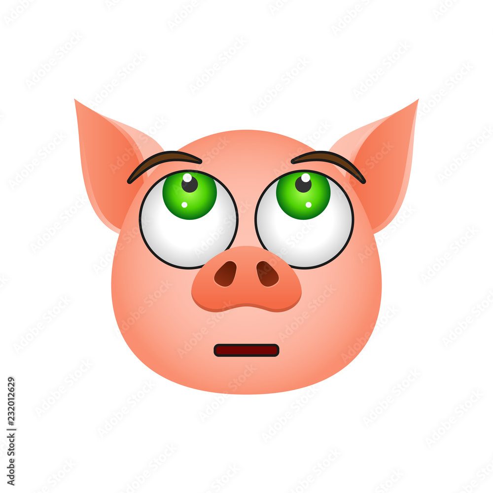 Poster pig in disappointed emoji icon. element of new year symbol icon for mobile concept and web apps. det