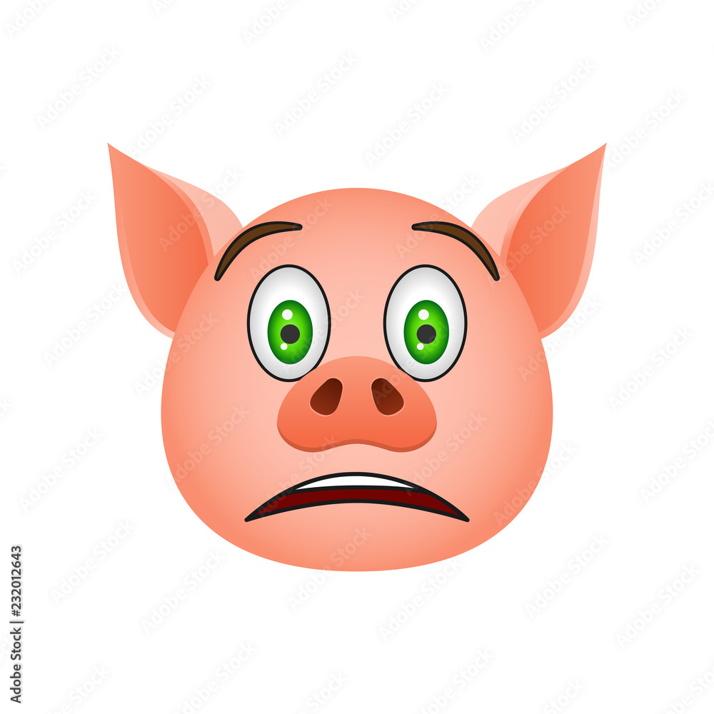 Poster pig in surprised emoji icon. element of new year symbol icon for mobile concept and web apps. detail