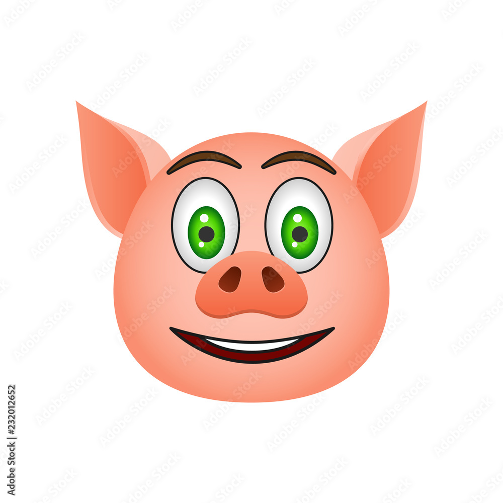 Poster pig in surprised, smile emoji icon. element of new year symbol icon for mobile concept and web apps.