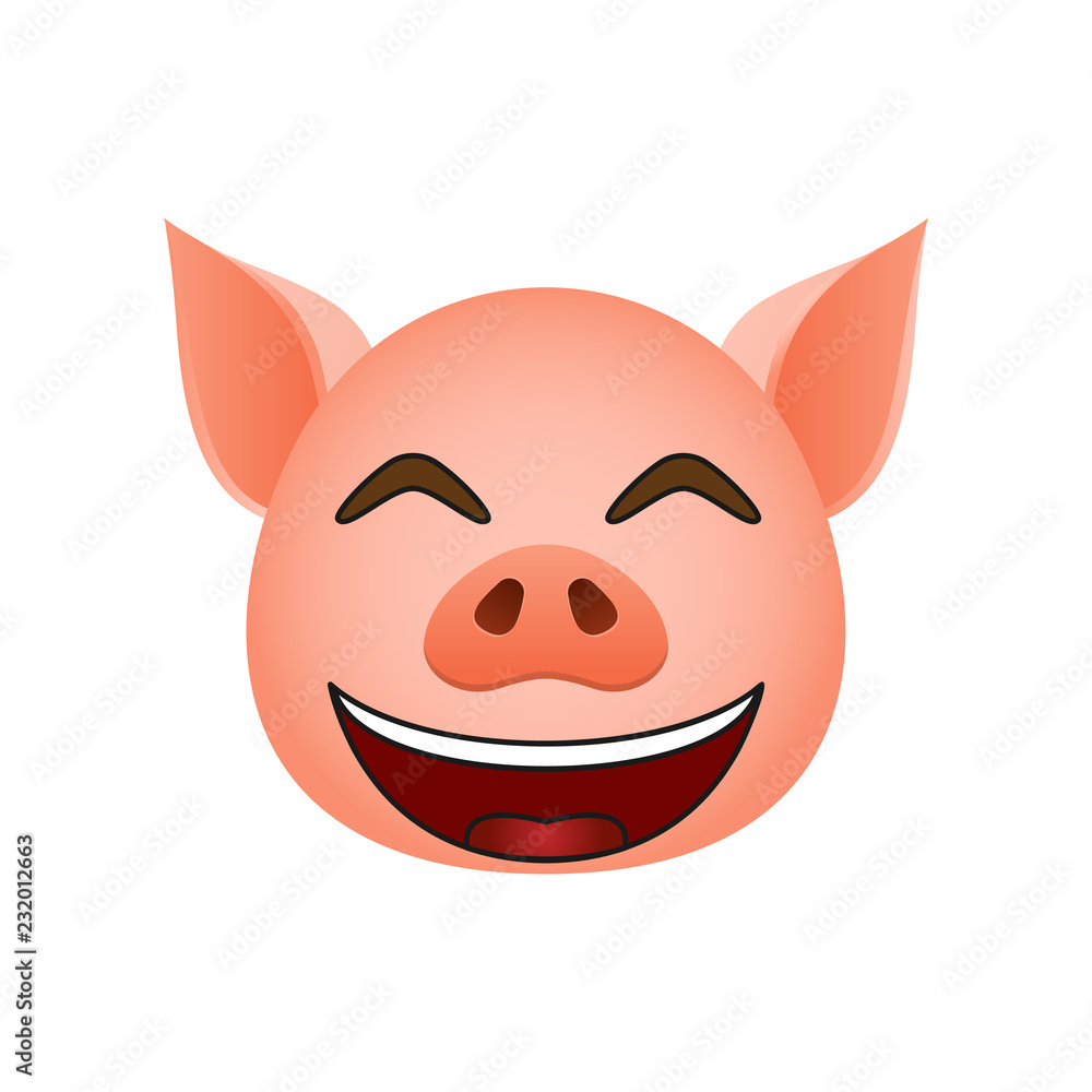 Poster pig in smile emoji icon. element of new year symbol icon for mobile concept and web apps. detailed p