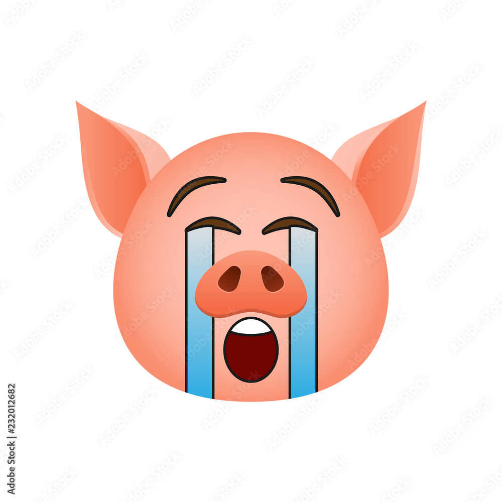 Poster pig in cry emoji icon. element of new year symbol icon for mobile concept and web apps. detailed pig