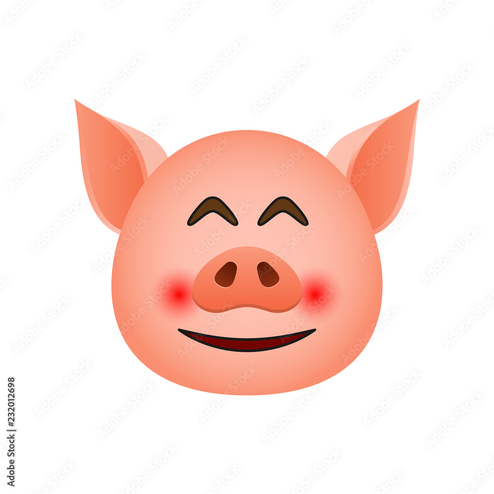 Poster pig in embarrassed emoji icon. element of new year symbol icon for mobile concept and web apps. deta