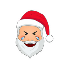 Obraz na płótnie Canvas Emoji Santa Claus. Winter Holidays Emoticon. Santa Clause in tears of happiness emoji icon
