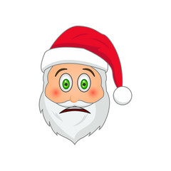 Emoji Santa Claus. Winter Holidays Emoticon. Santa Clause in surprised emoji icon