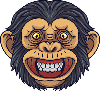 Cartoon Chimpanzee Head Mascot