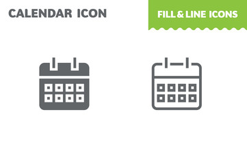 Calendar icon, vector. Fill and line. Flat design. Ui icon