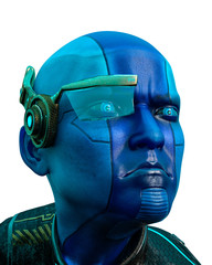 lady blue star in a white background