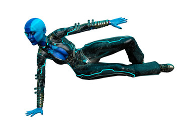 lady blue star in a white background