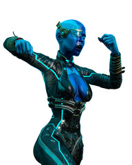 lady blue star in a white background