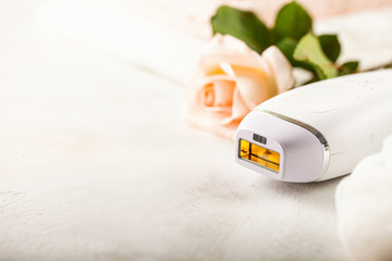 Modern photoepilator with bath accessories