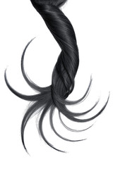 Obraz premium Curl of natural black hair on white background