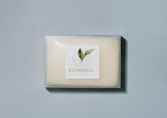 Botanical soap bar packaging mockup
