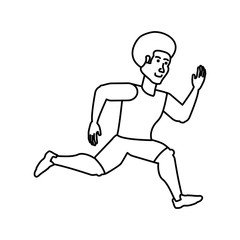 Fototapeta na wymiar young athletic man running avatar character