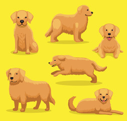 Golden Retriever Cute Cartoon Vector Illustration
