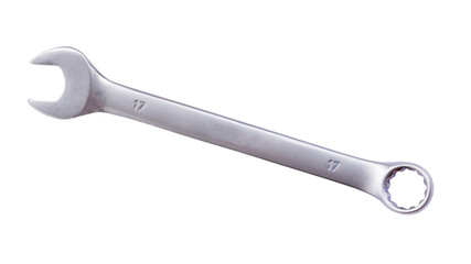 Close up view of spanner isolated on white