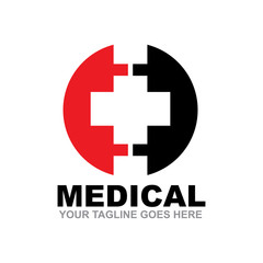 Medical and healthcare logo design with cross icon