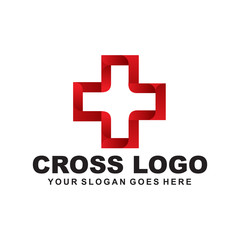 Obraz premium Medical and healthcare logo design with cross icon