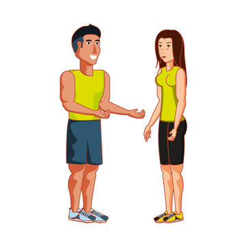 young athletic couple avatar character