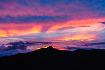Landscape of mountain in Twilight time